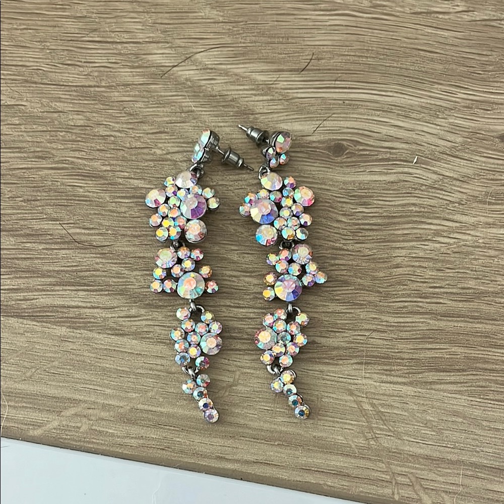 Elegant Silver and Multicolor Crystal Earrings